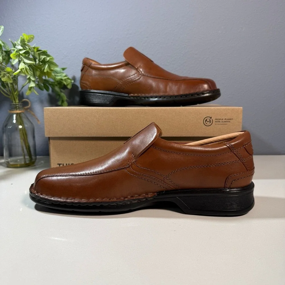 Clarks Collection Mens Brown Leather Slip On‎ Dress Shoes Comfort Size 9.5W